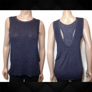 3/$20 Joe Fresh Active Racerback Top Striped Layered Tank Sporty Summer Blue